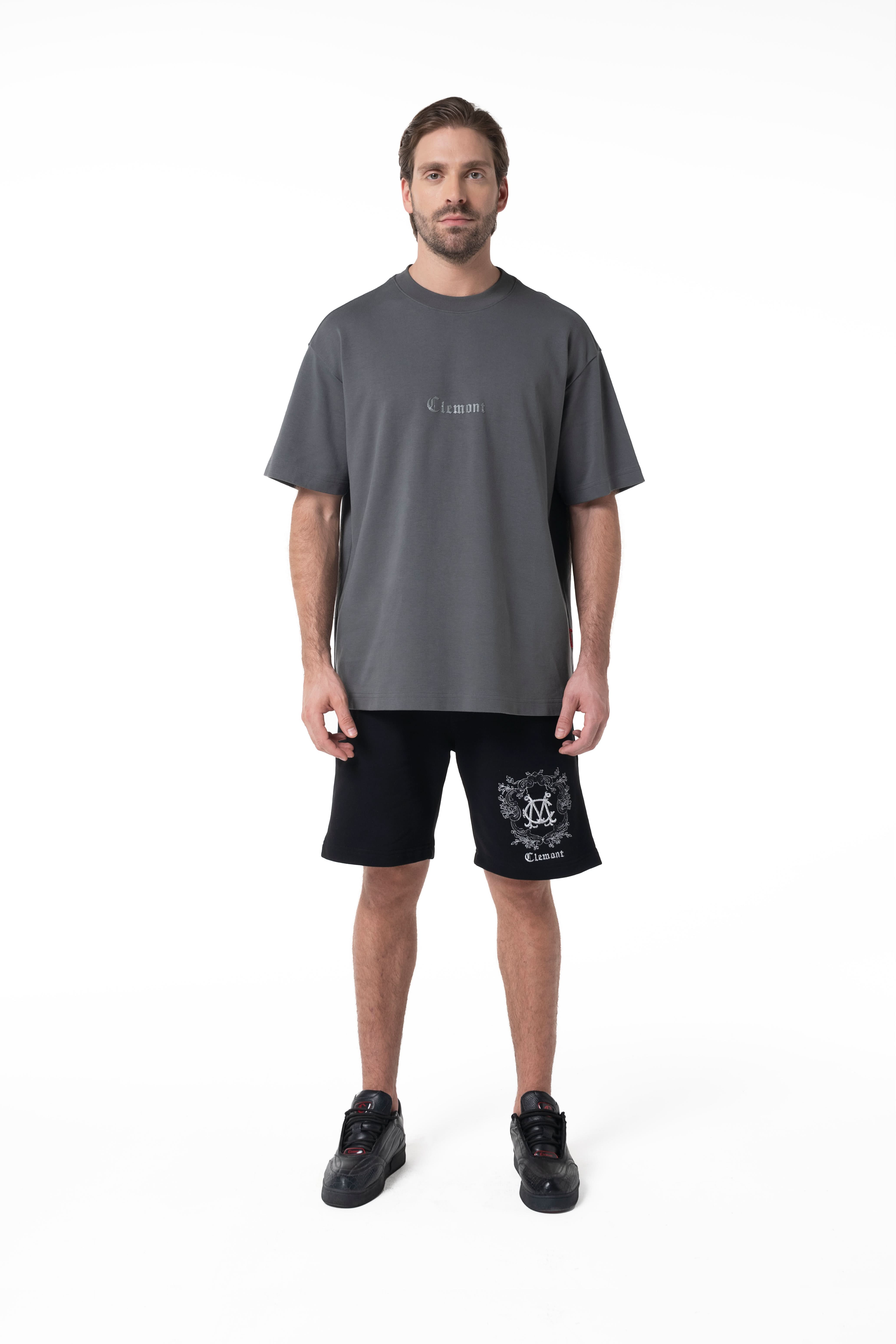 LUSINGA DARK GREY MEN'S OVERSIZED T-SHIRT CLEMONT - IMAGE 3 - CLEMONT.US