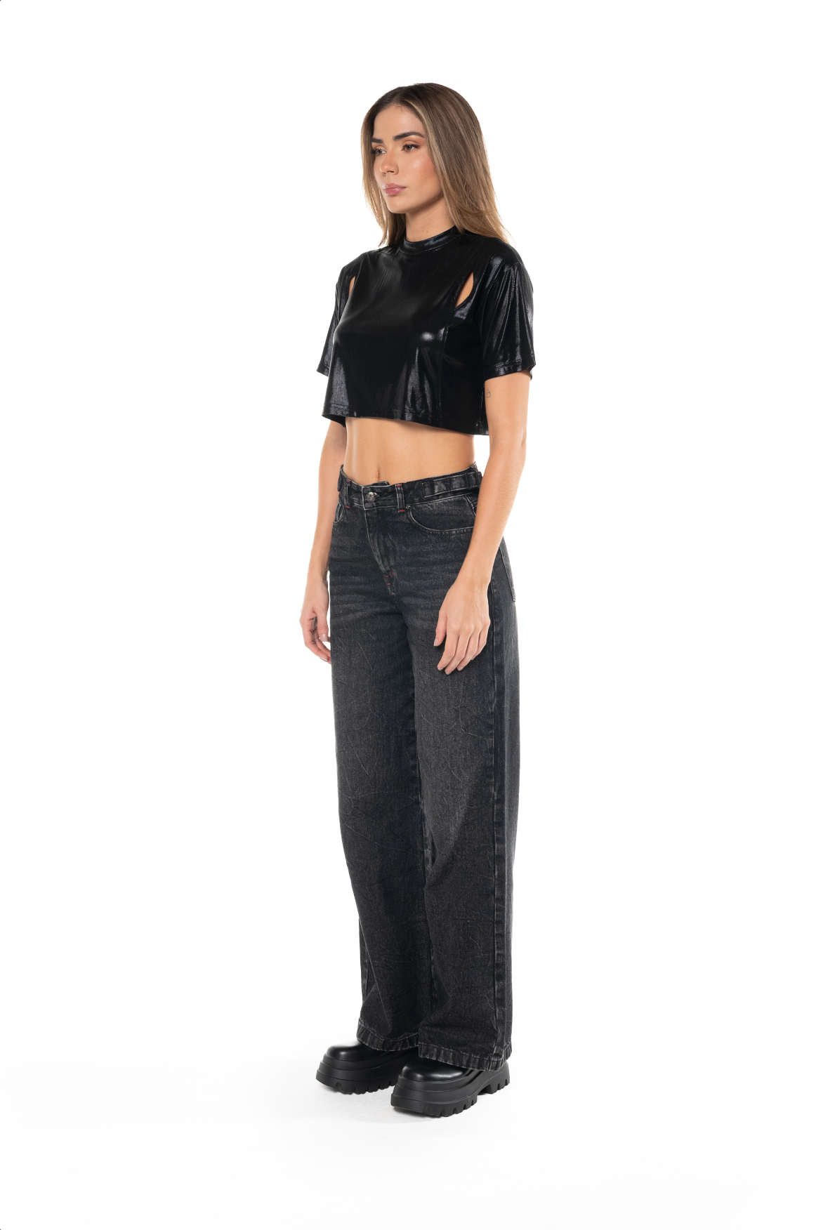 PLATINATO CROP TOP WOMEN BLACK