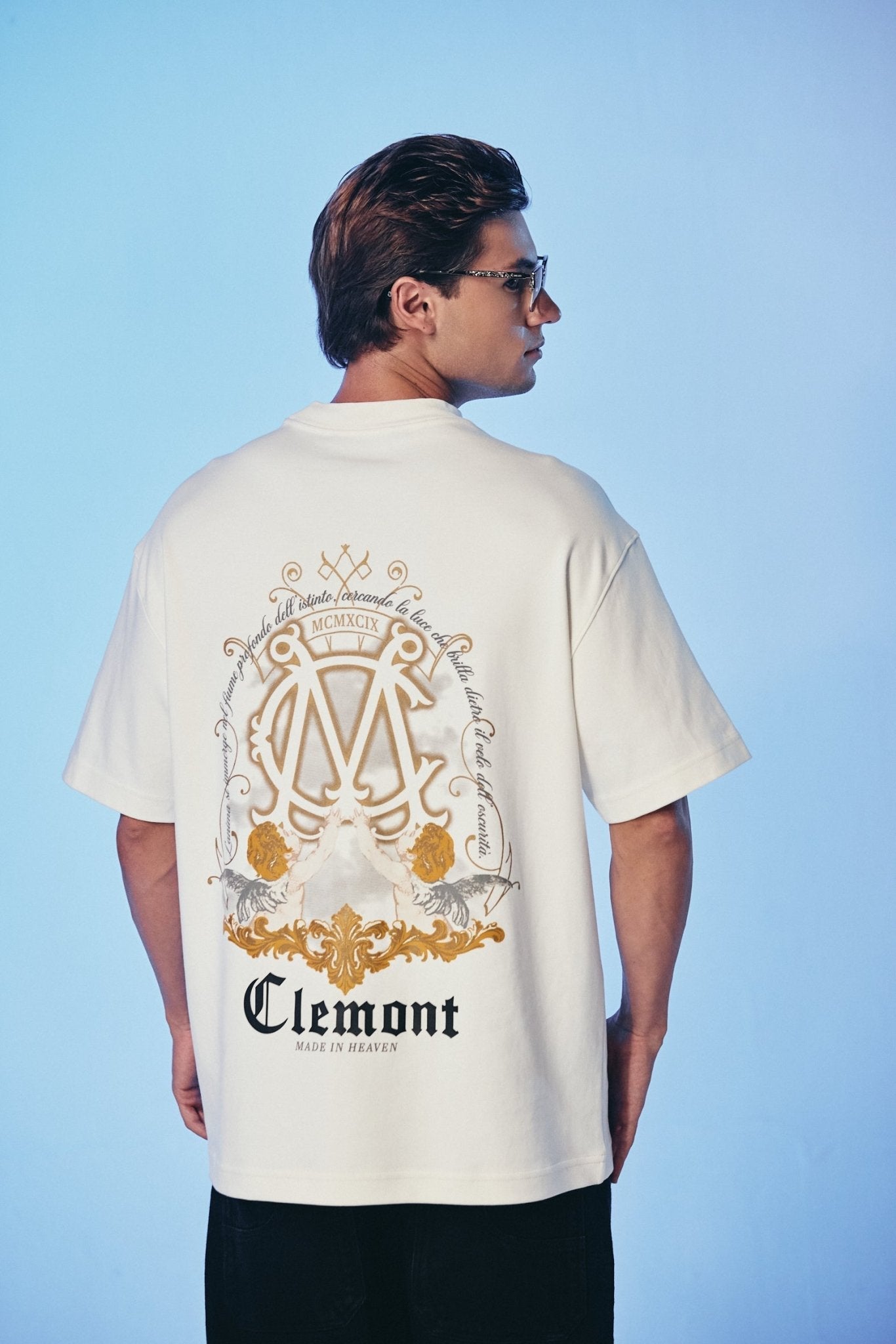 PALPITARE CREAM MEN'S OVERSIZED T-SHIRT CLEMONT - IMAGE 2 - CLEMONT.US