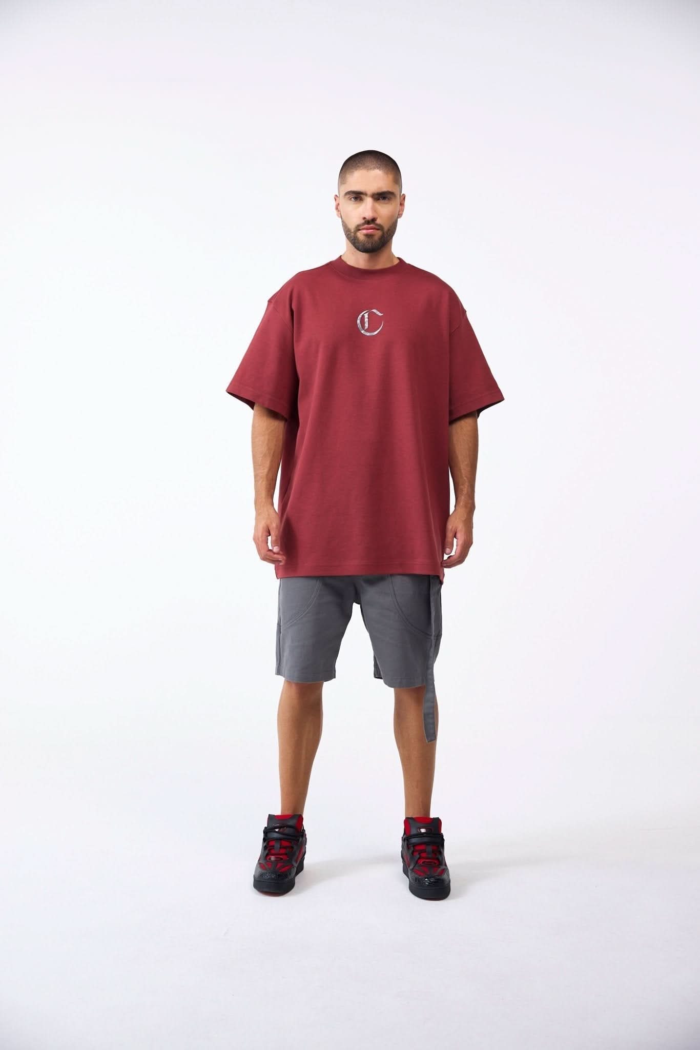 NOCTURNA T - SHIRT OVERSIZED MEN BURGUNDY - CLEMONT US