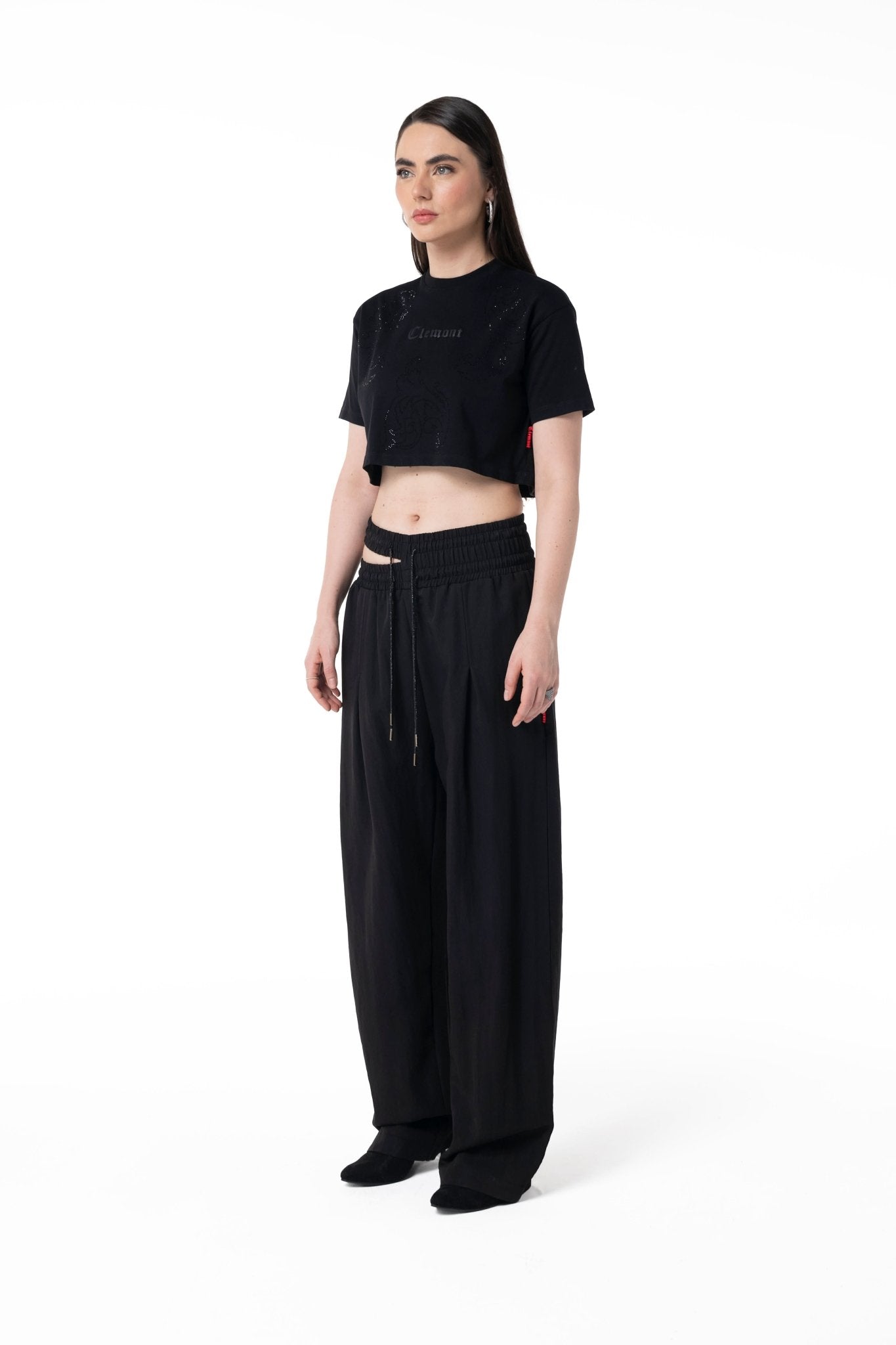 ANNEGARE BLACK WOMEN'S CROP TOP CLEMONT - IMAGE 4 - CLEMONT.US