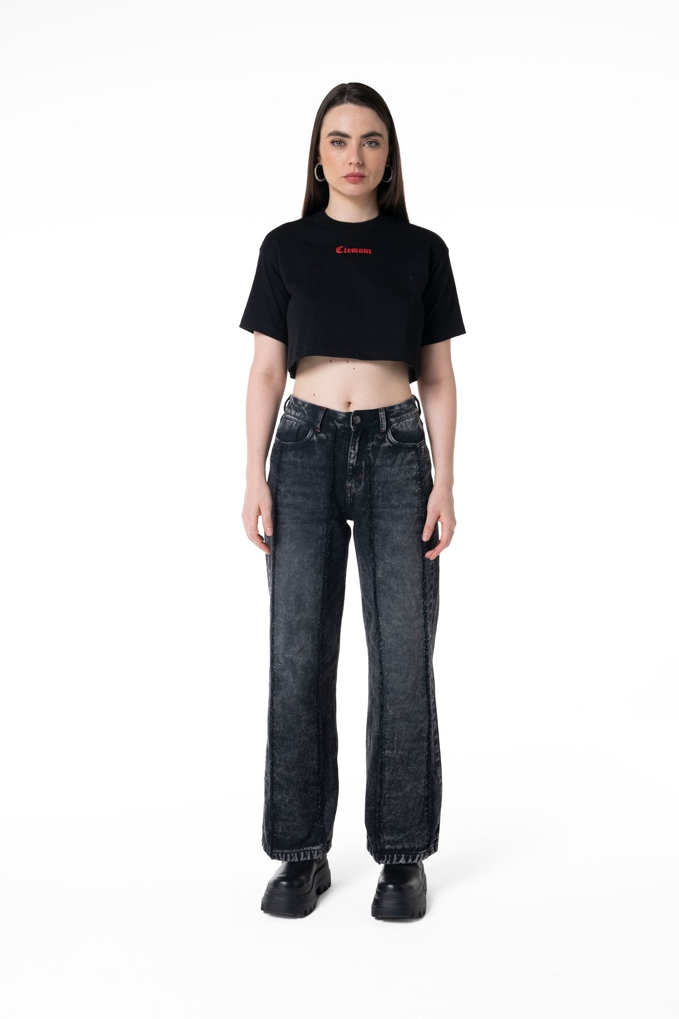 ATTRAZIONE BLACK WOMEN'S CROP TOP CLEMONT - IMAGE 4 - CLEMONT.US