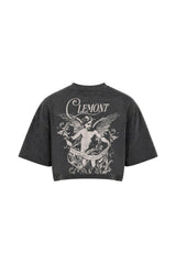 SPESSORE DARK GREY WOMEN'S CROP TOP CLEMONT - IMAGE 3 - CLEMONT.US