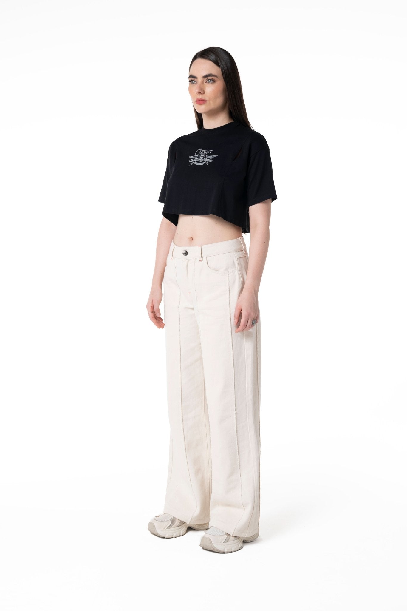 SPESSORE BLACK WOMEN'S CROP TOP CLEMONT - IMAGE 4 - CLEMONT.US